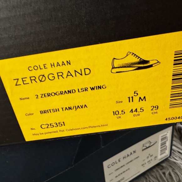 Cole Haan Men's 2.ZERØGRAND Laser Wingtip Oxford in British Tan/Java 11.5 - Picture 7 of 8